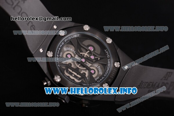 Audemars Piguet Royal Oak Offshore Chrono Miyota Quartz PVD Case with Black Dial and Rubber Strap (EF) - Click Image to Close